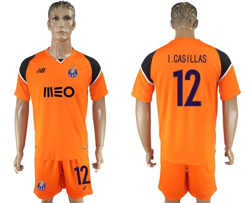 Oporto #12 I.Casillas Orange Goalkeeper Soccer Club Jersey